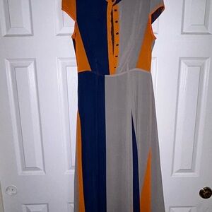 Stylish Orange and Blue Women's Dress